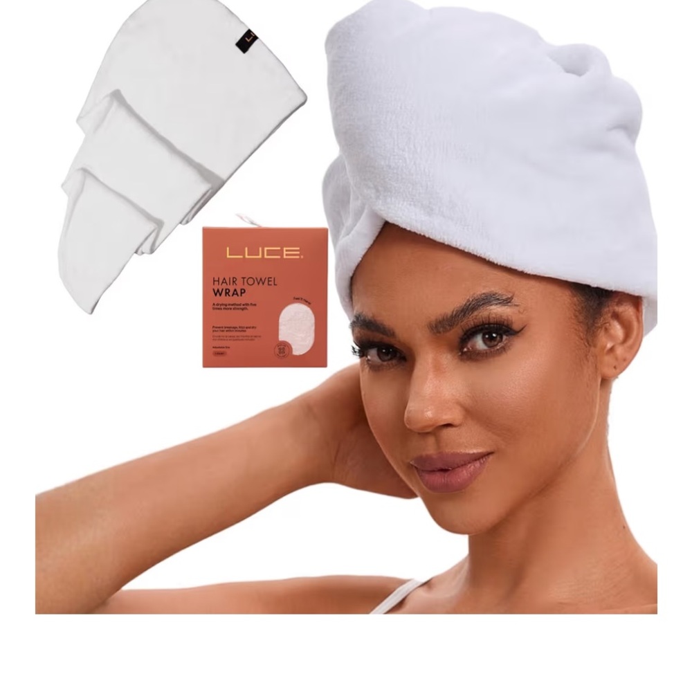 Luce White Hair Towel Wrap
